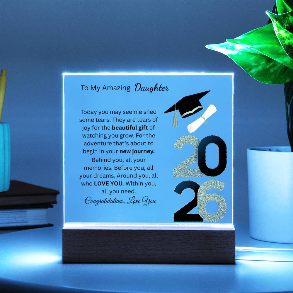 Personalized Amazing Daughter Acrylic Square Plaque (w/LED) Graduation 2026