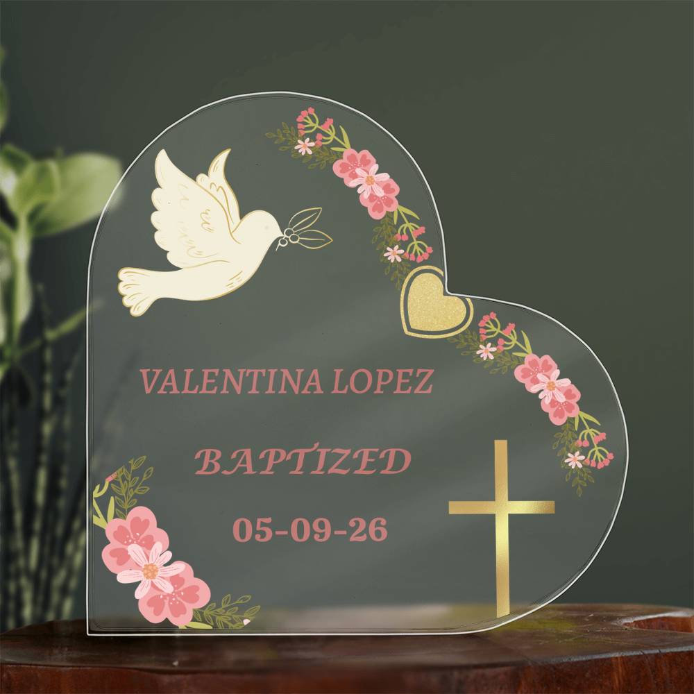 Personalized Baptism Acrylic Plaque, Baby Baptism Gift, Christening Keepsake, Custom Name Date Plaque, Religious Gift for Girl, Godchild Gift