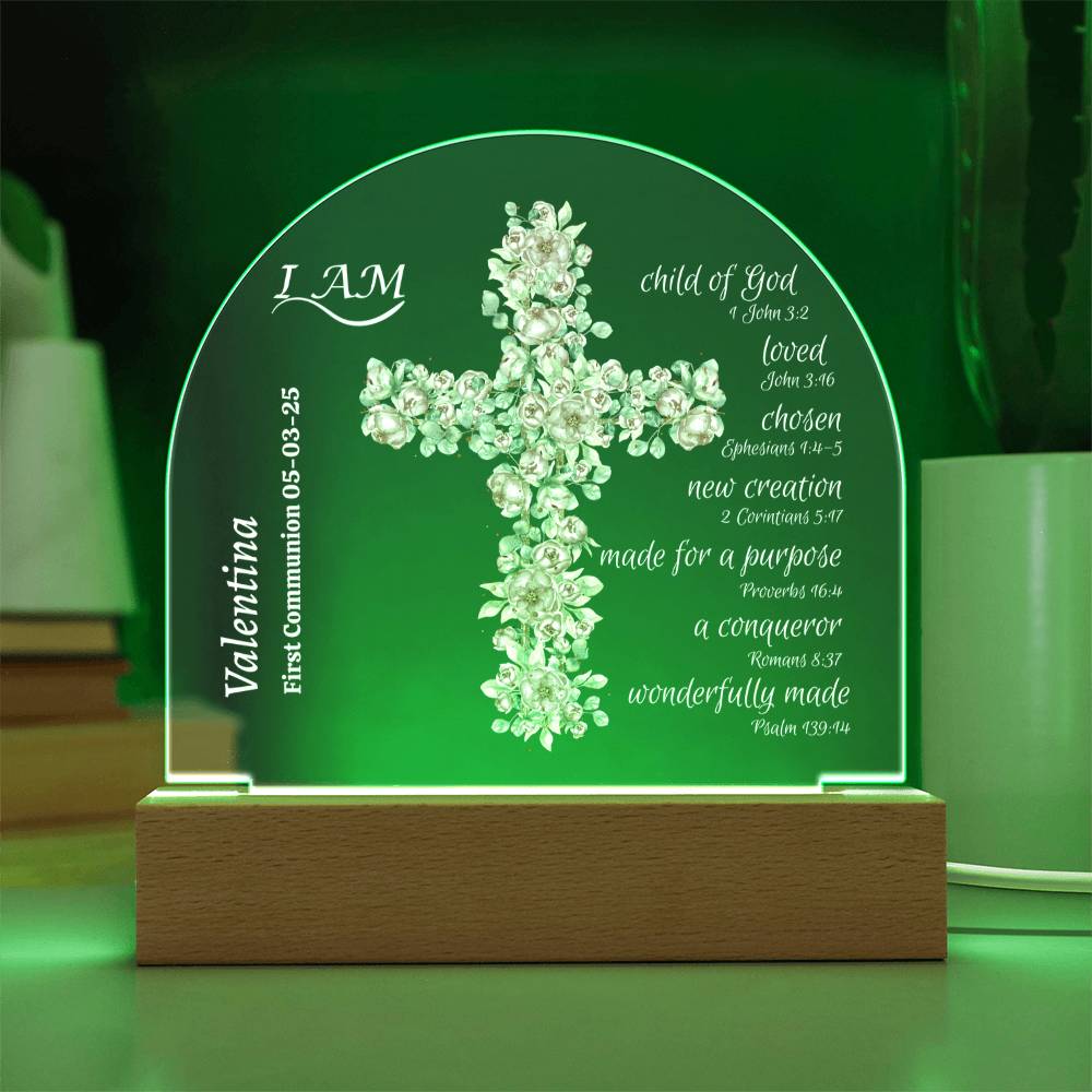 Personalized Acrylic Dome Plaque For Child | I AM with Bible Verses|Religious Event | Baptism | First Communion | Confirmation