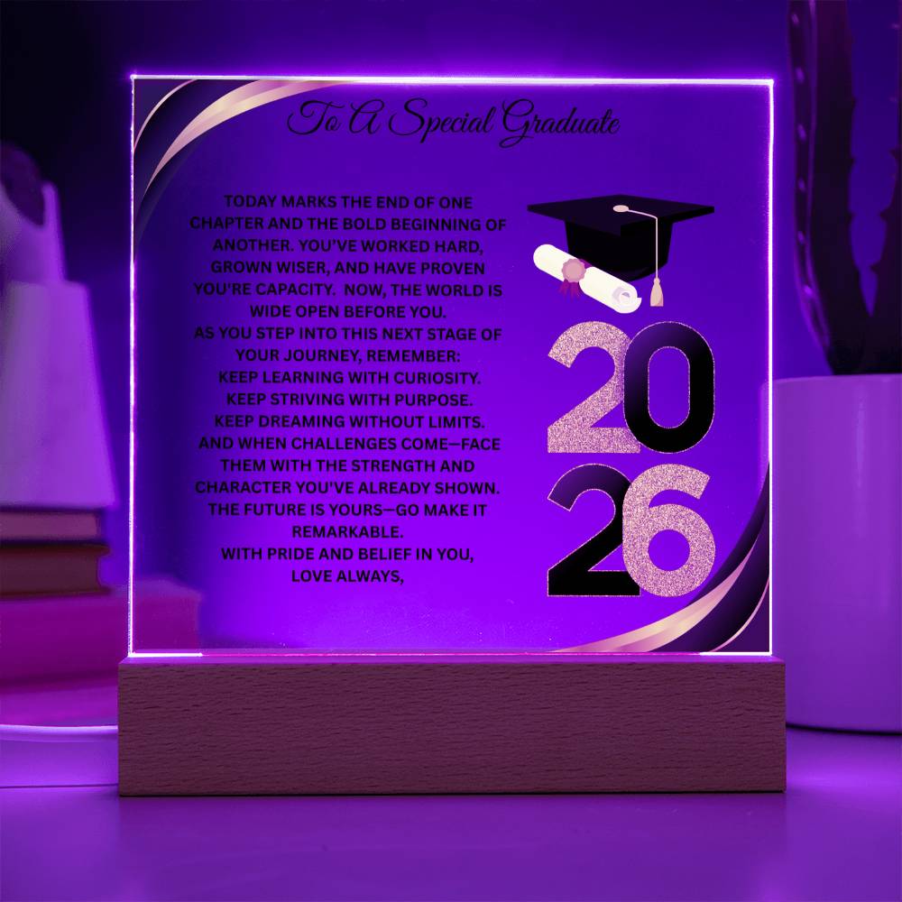 Personalized Graduation Acrylic Plaque Gift 2026 | LED Light Keepsake for Graduate | Inspirational Graduation Gift | Class of 2026 Gift | Senior Grad Decor